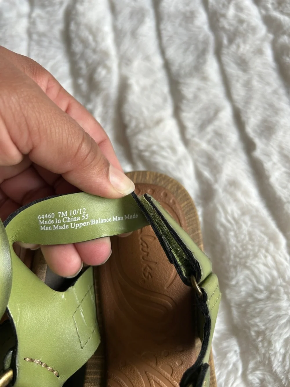 Clarks Olive Green and Brown Leather T-Strap Sandals